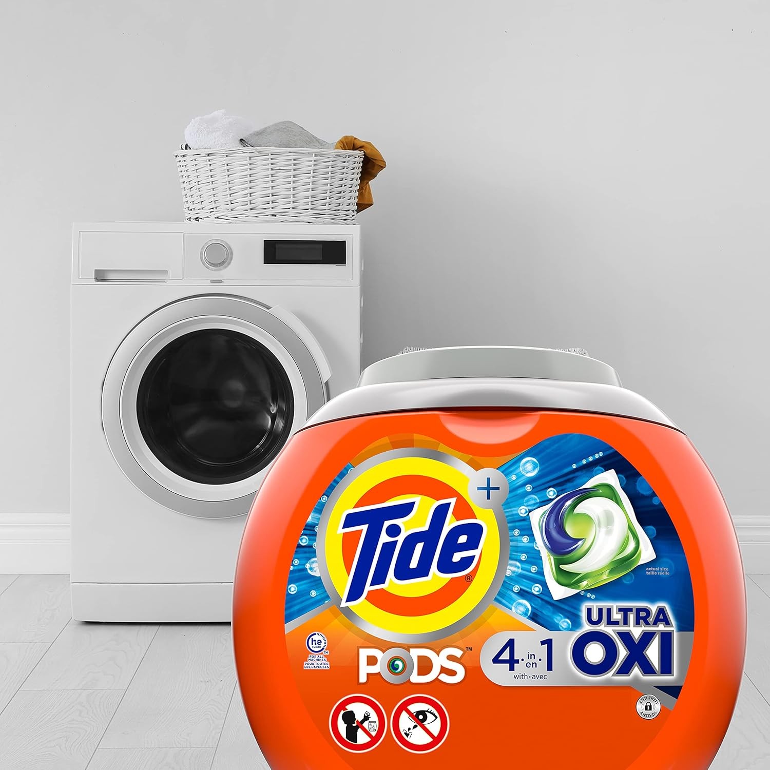 Tide 4-n-1 Ultra Oxi PODS Laundry Detergent Pacs, 57 57 Count (Pack of 1)