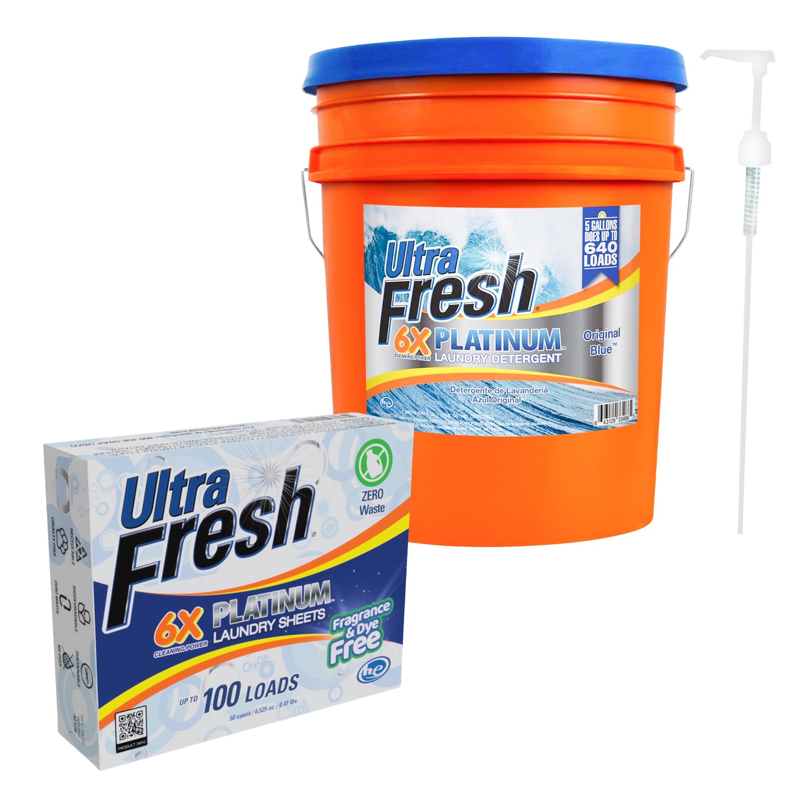 Ultra Fresh 6X Platinum 5 Gal Laundry Detergent & Platinum 6X Laundry Sheets