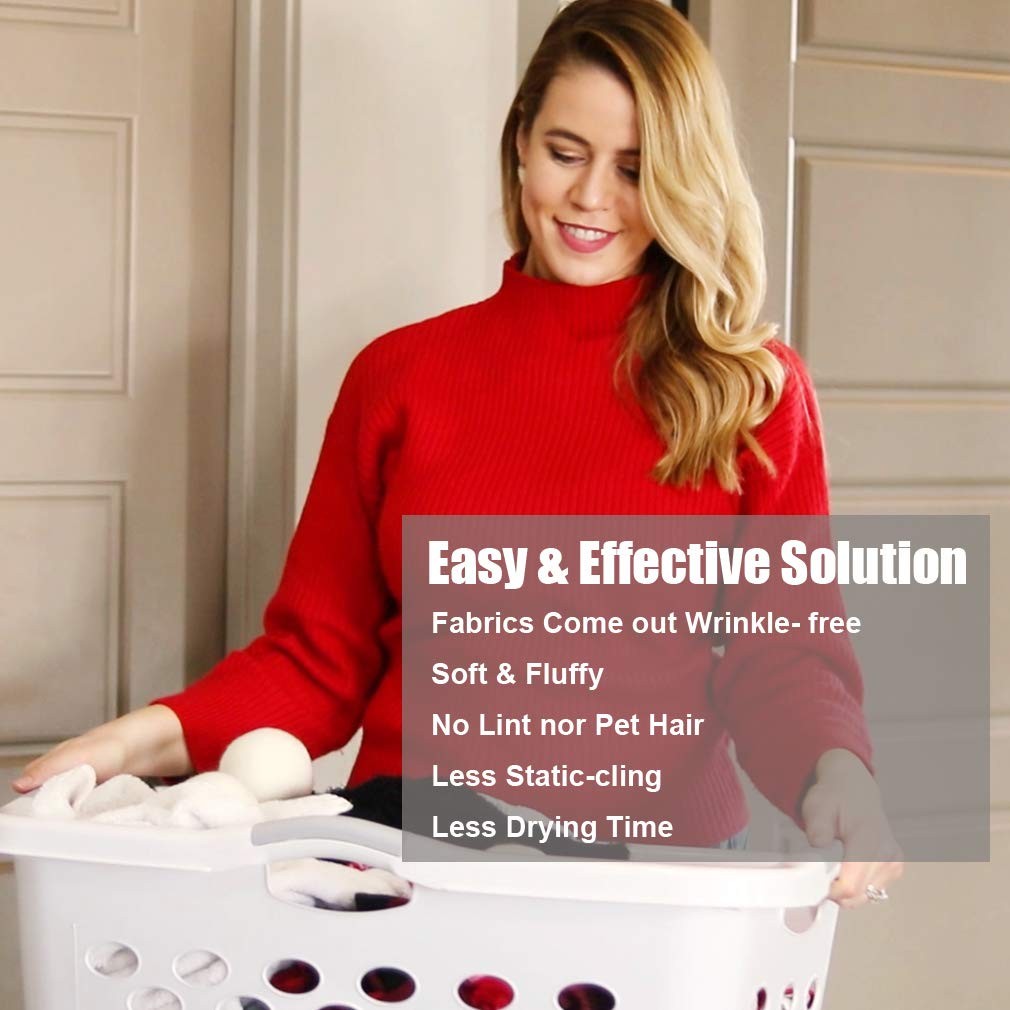 Wool Dryer Balls 6 Pack Natural Reusable Fabric Softener Alternative Reduces Wri