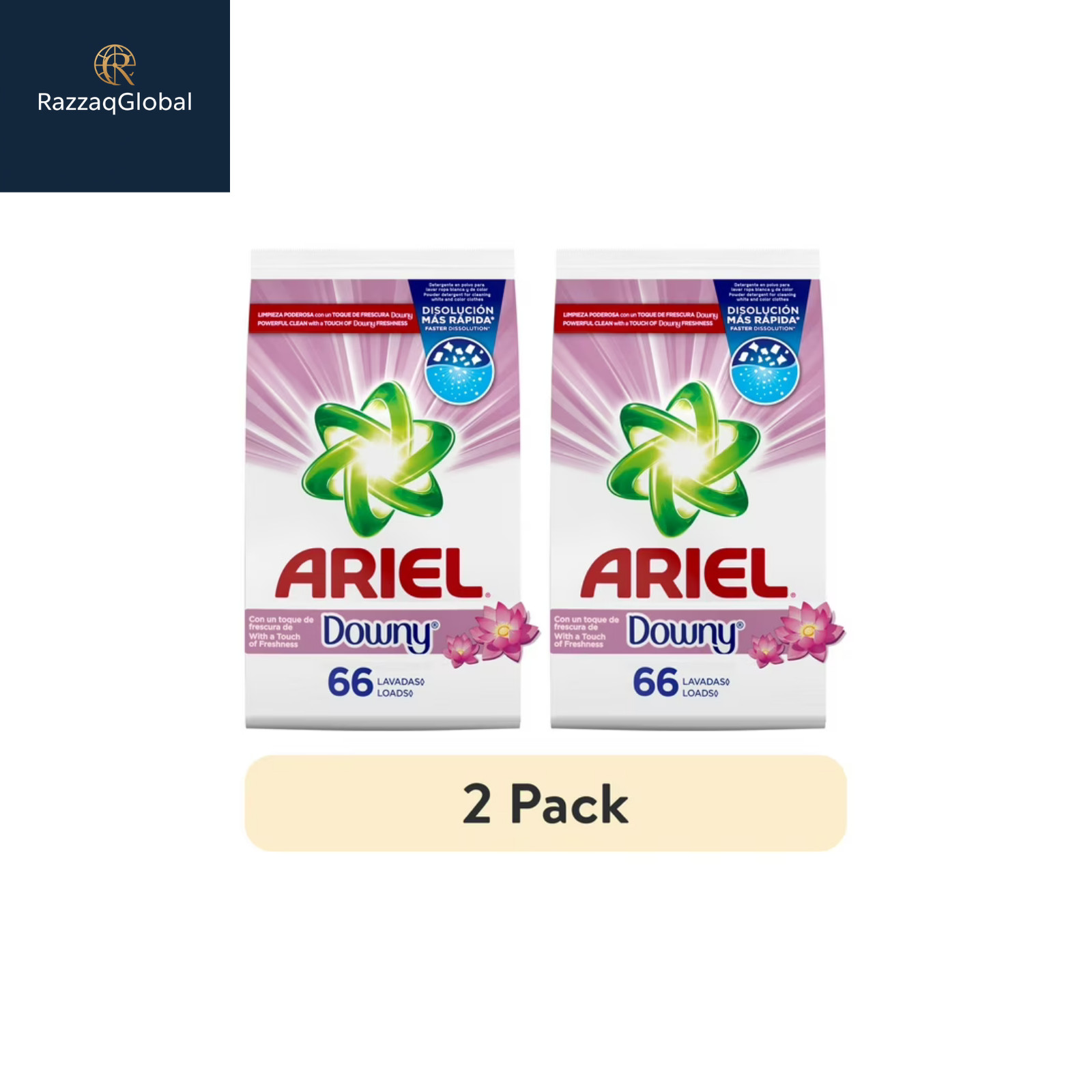(2 Pack) Ariel Powder Detergent Downy Freshness 105oz 66 Loads