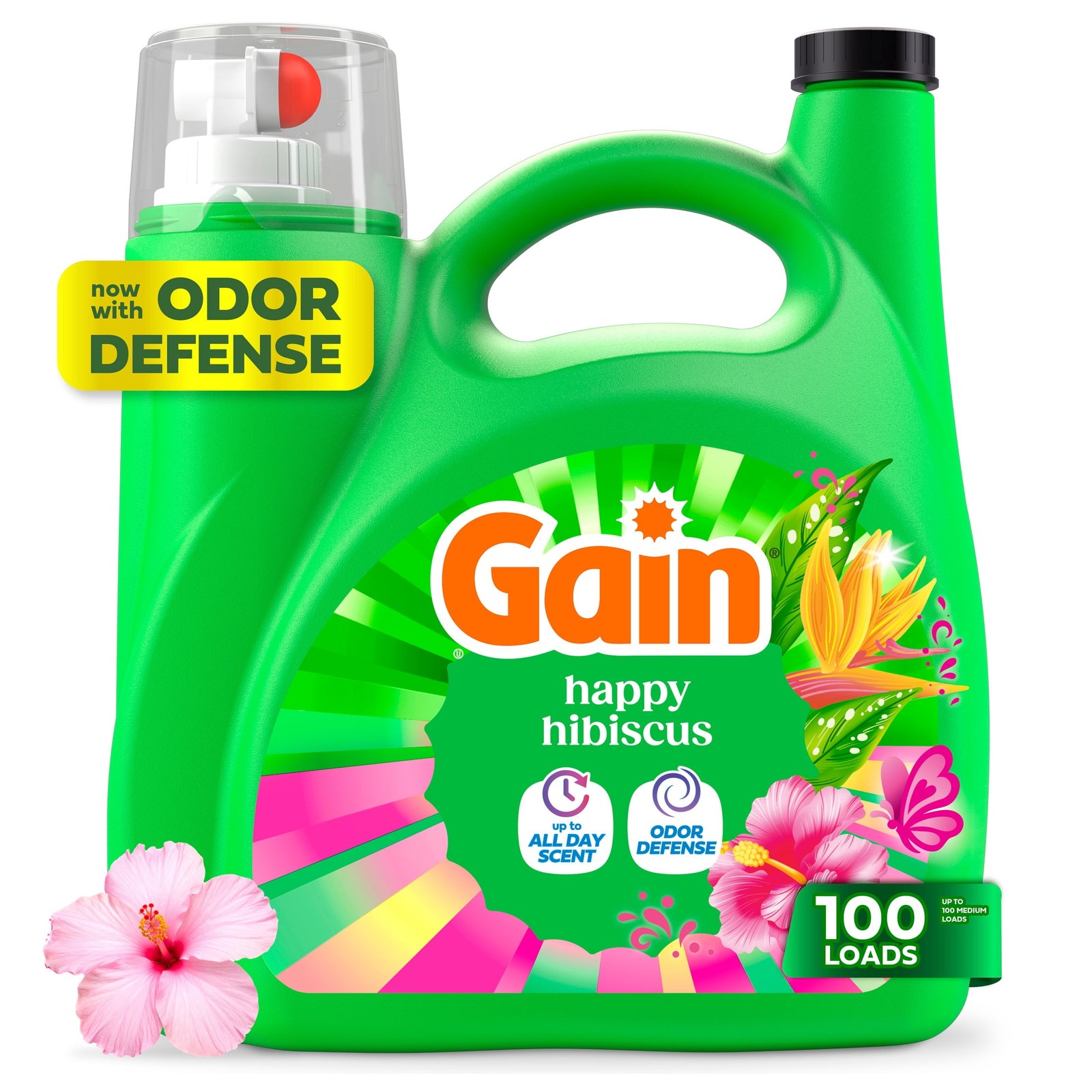 Gain Laundry Detergent Liquid, Now with Odor Defense, 132 fl oz, 100 Loads