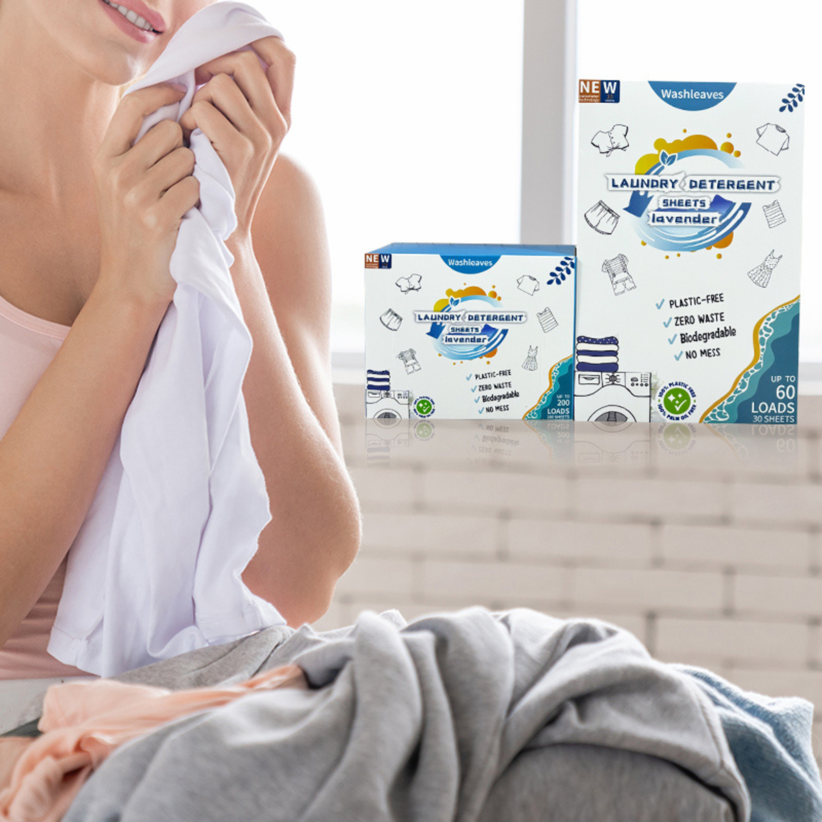 Eco Friendly Laundry Detergent Sheets (60-100 sheets 200 loads) Plant based Free