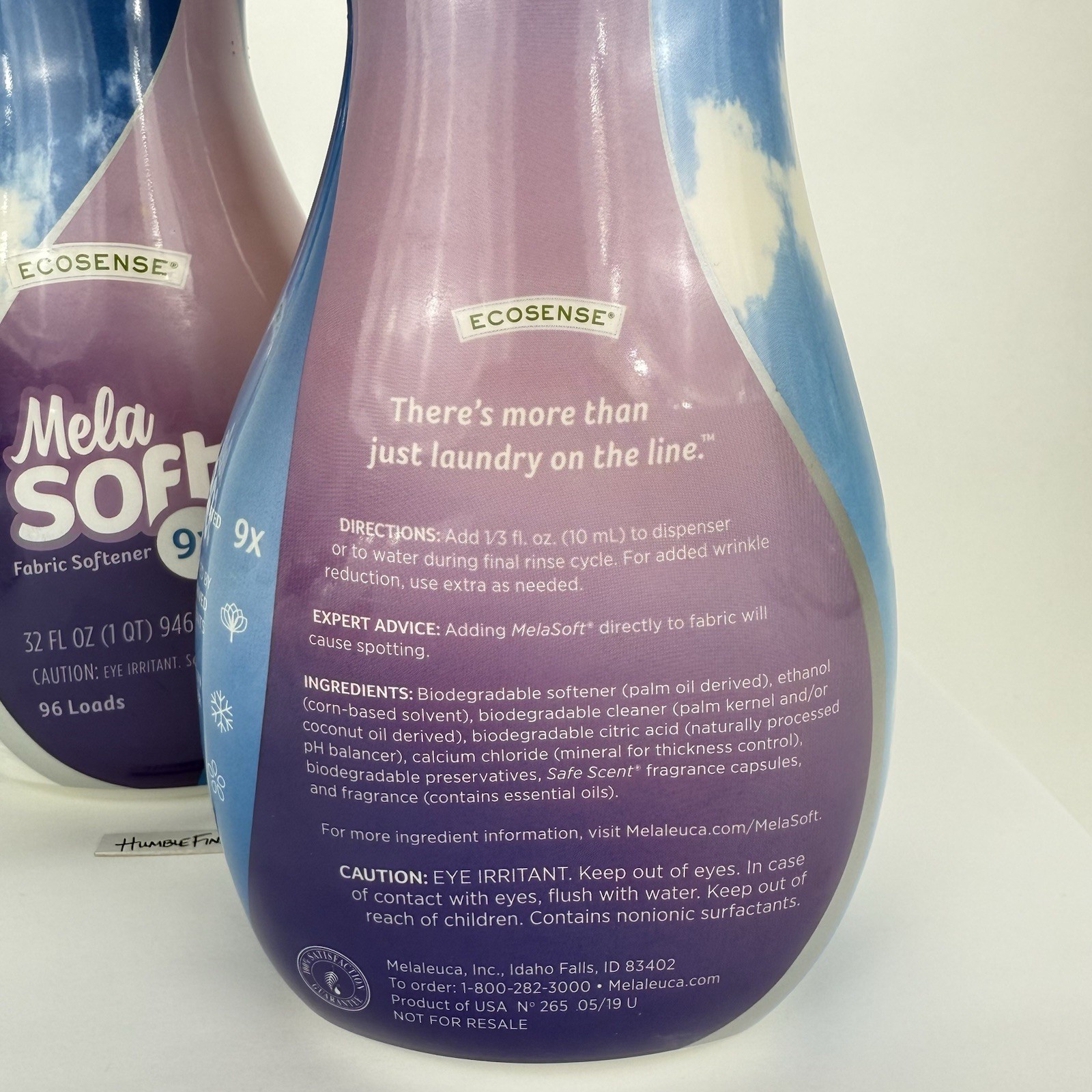 2x MelaSoft CLEAN COTTON Fabric Softener 32oz Concentrated 9x Plant Based EcoSof