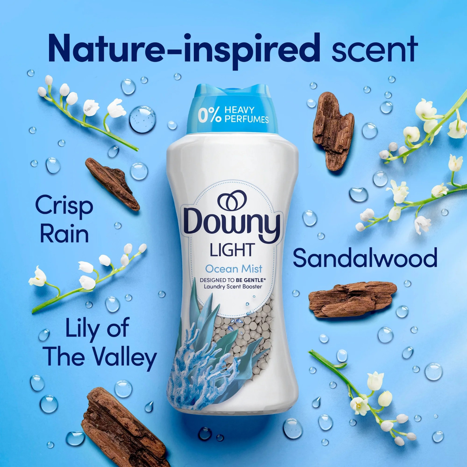 Downy Light Laundry Scent Booster Beads Ocean Mist 30.1 Ounce Long Lasting