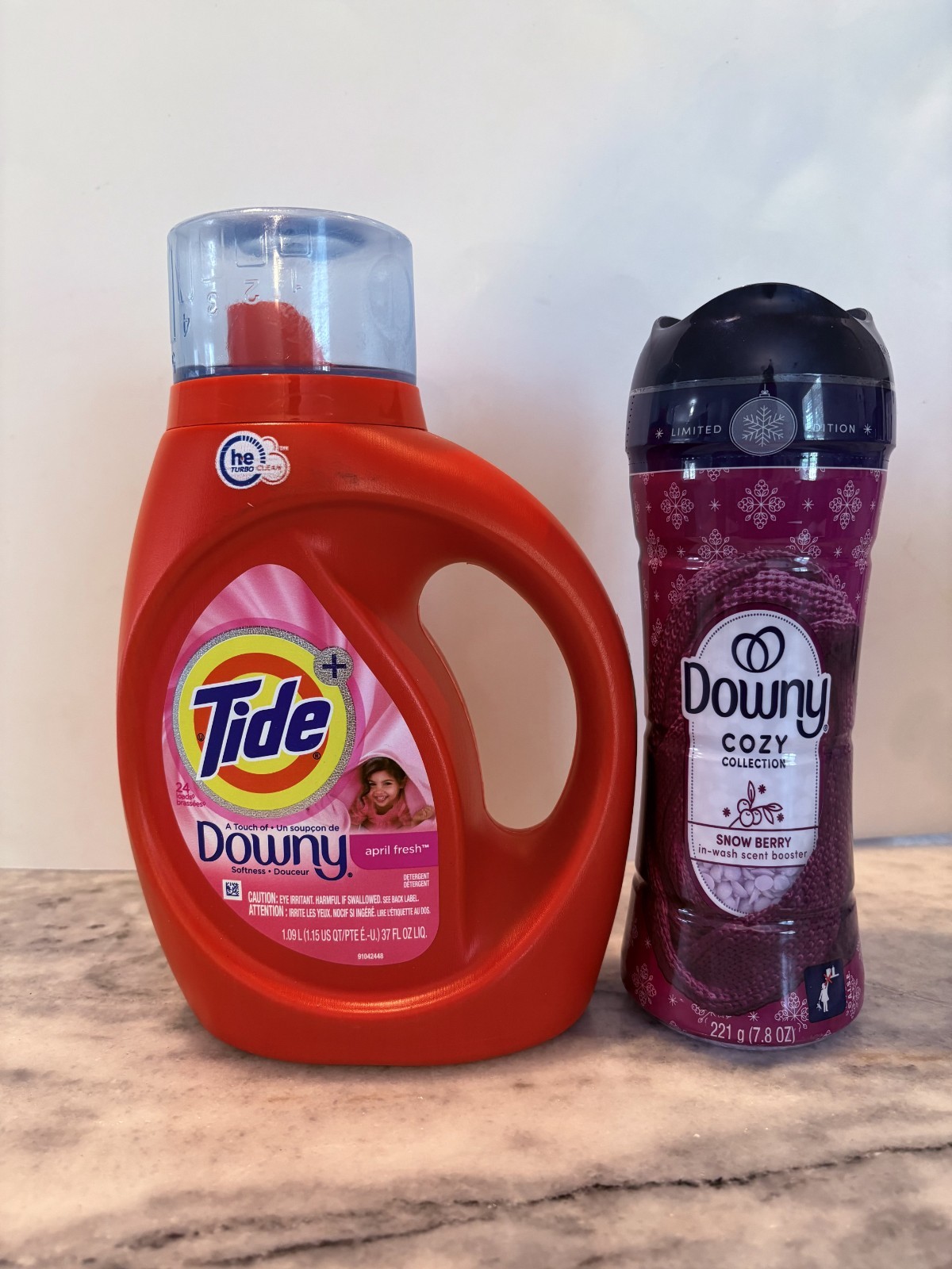 Tide with Downy 37 oz + Downy Snowberry Cosy In-Wash Scent Booster Bundle