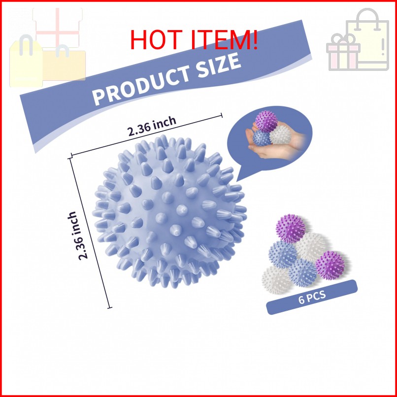 Cofimkate 6Pcs Small Dryer Balls, 2.36 Inch Reusable Laundry Balls for Washer &