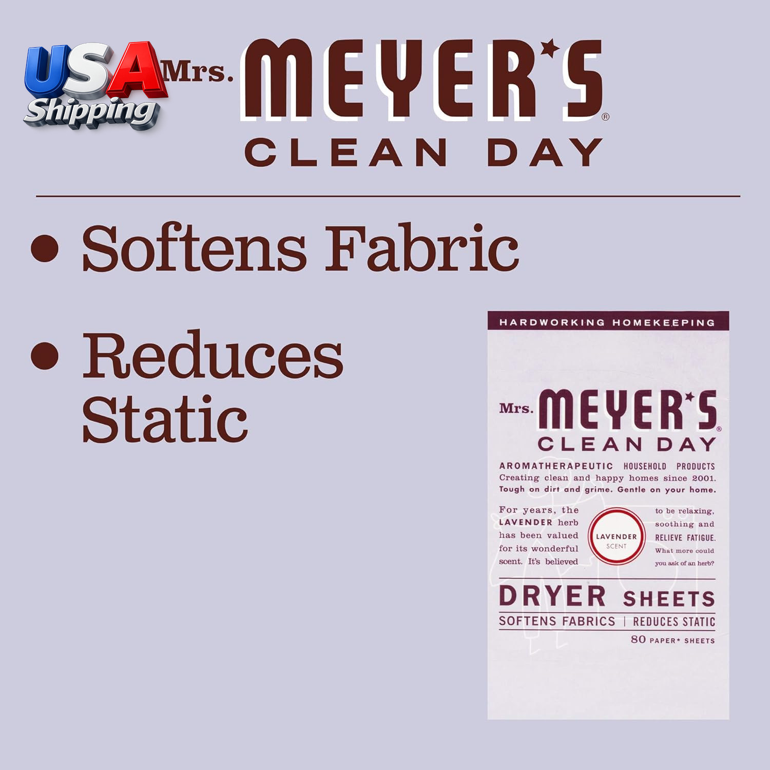 CLEAN DAY Dryer Sheets, Lavender, 80 Ct