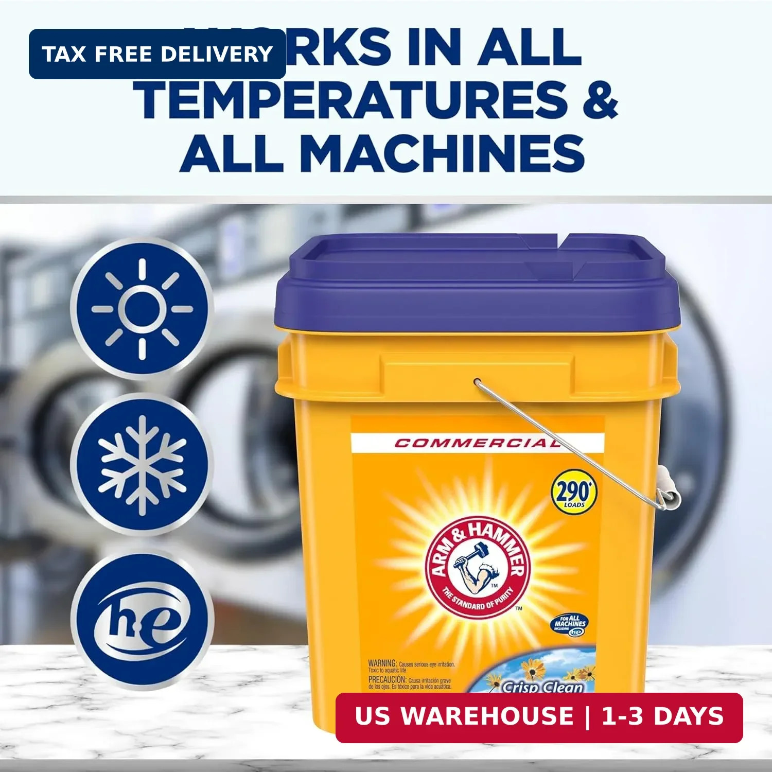 Arm & Hammer, Professional Powder Laundry Detergent, Crisp Clean, 18lb Pail (Pac