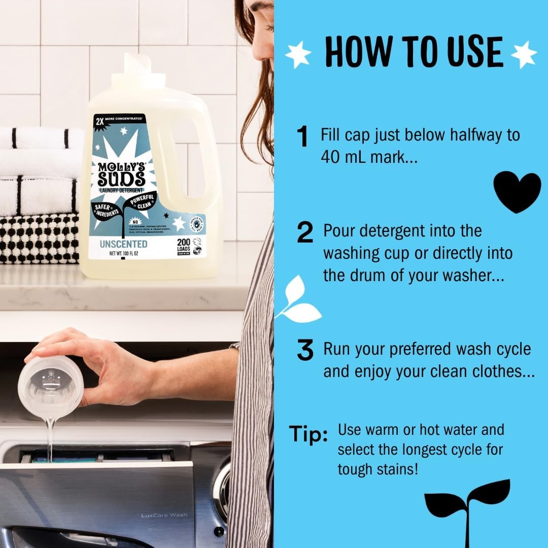 Molly’s Suds Liquid Laundry Detergent | Clean Laundry Detergent Soap for Sensiti