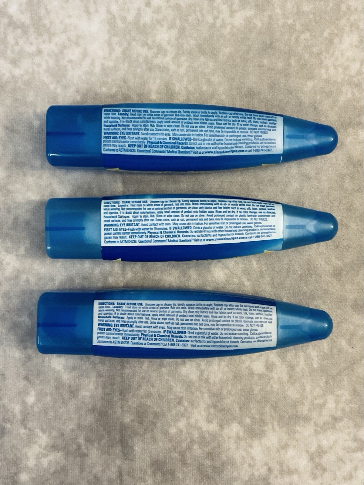 (3)CLOROX BLEACH PEN GEL DUAL-TIPPED BROAD SCRUBBER FINE POINT 2 OZ DISCONTINUED