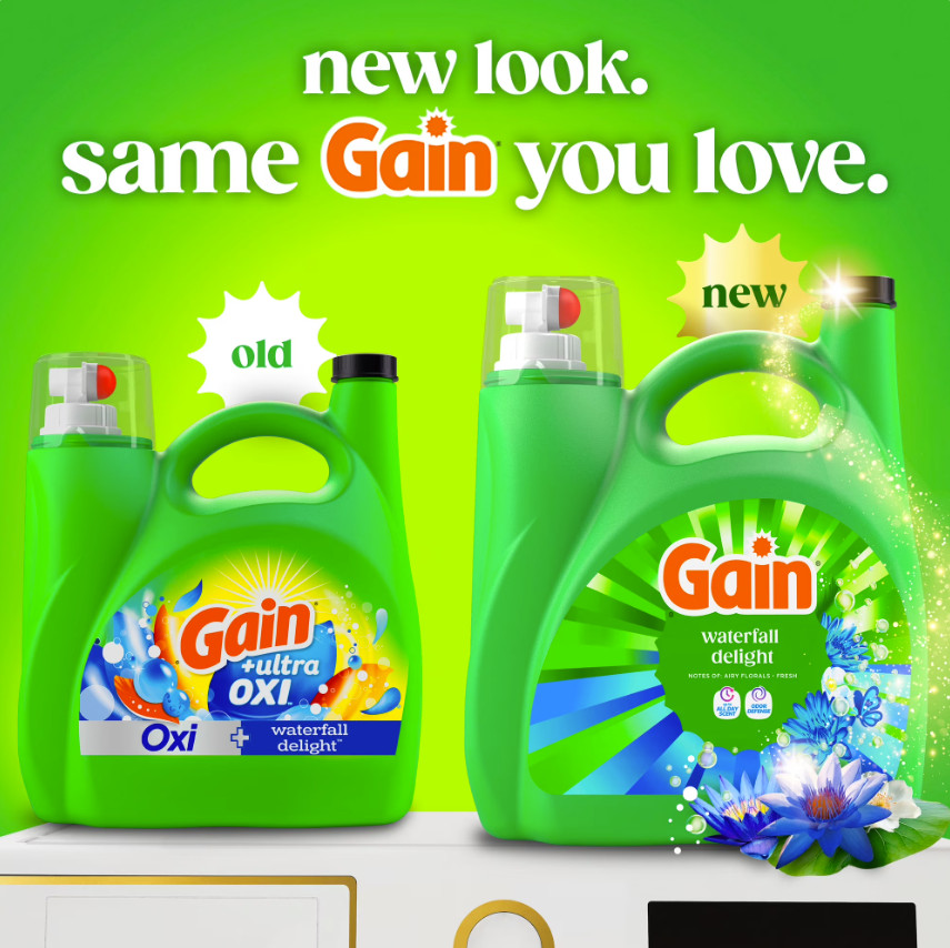 3P Gain Laundry Detergent Liquid, Waterfall Delight Scent, 132 fl oz, 100 Loads
