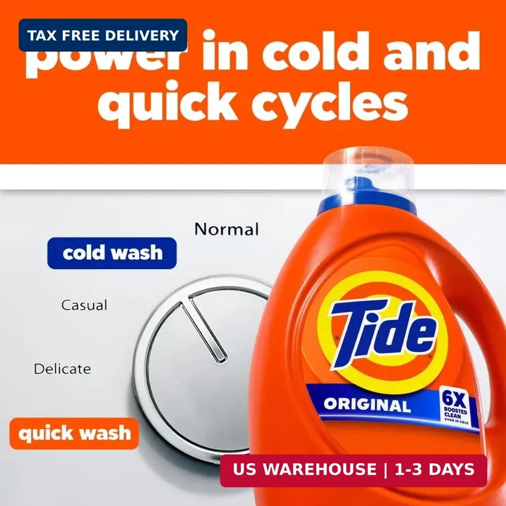 Tide Laundry Detergent Liquid, Original Scent, 64 Loads, 80 FL OZ, Works on 100%