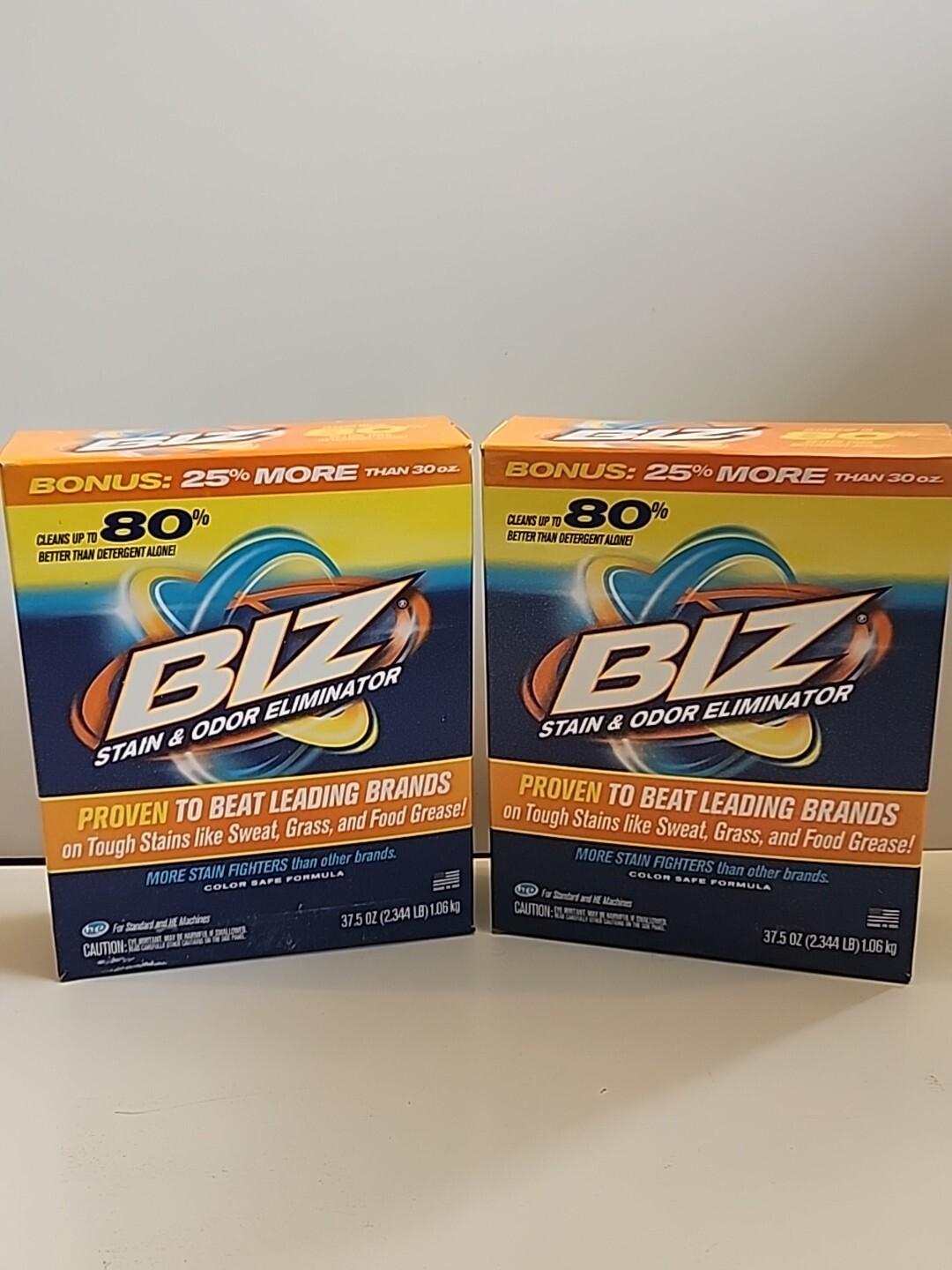 (2) BIZ Stain & Odor Eliminator Laundry Detergent Powder Booster Color Safe 37.5