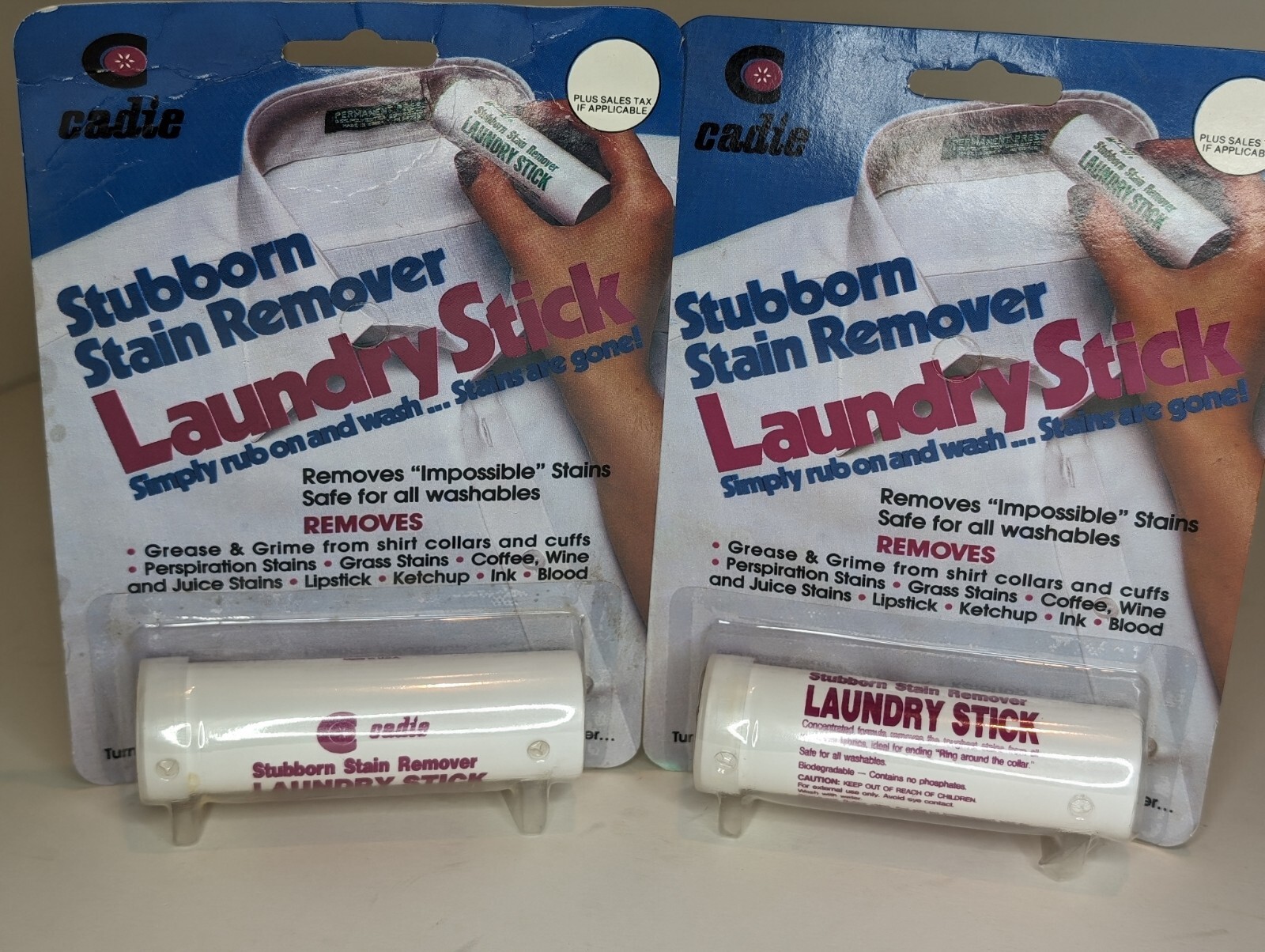 Lot Of 2 Cadie Stubborn Stain Remover Laundry Stick NOS