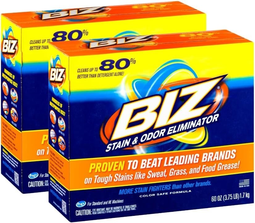 BIZ Laundry Powder Booster 60 oz Pack of 2 Stain Remover HE Safe Chlorine Free
