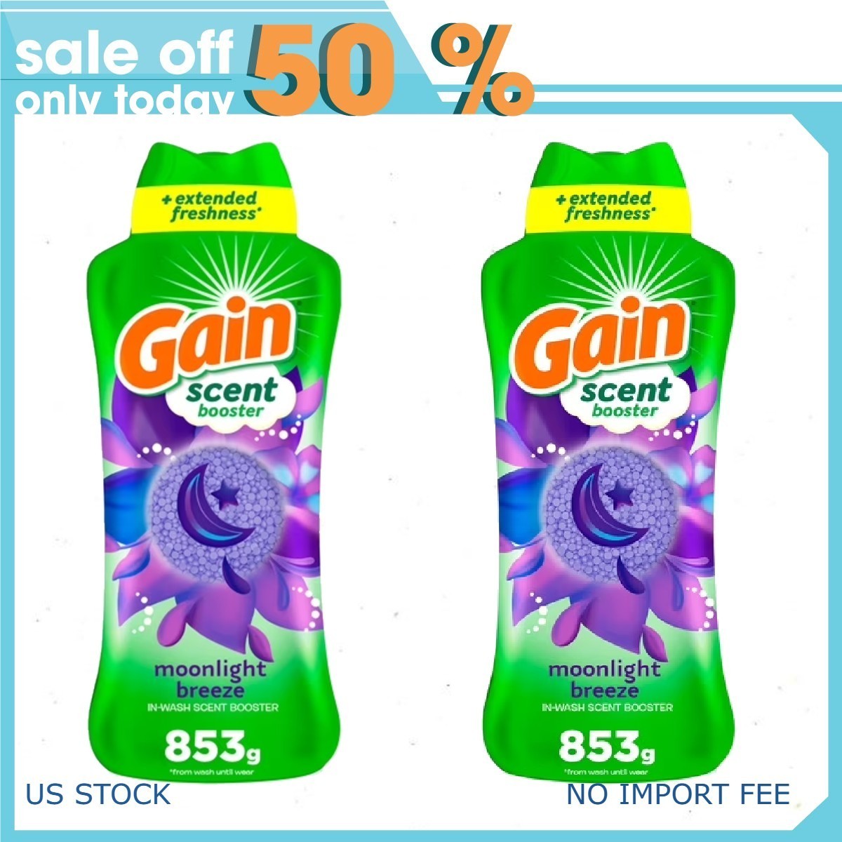 Gain Fireworks In-Wash Scent Booster Beads, Moonlight Breeze, 30.1 oz 2 pack