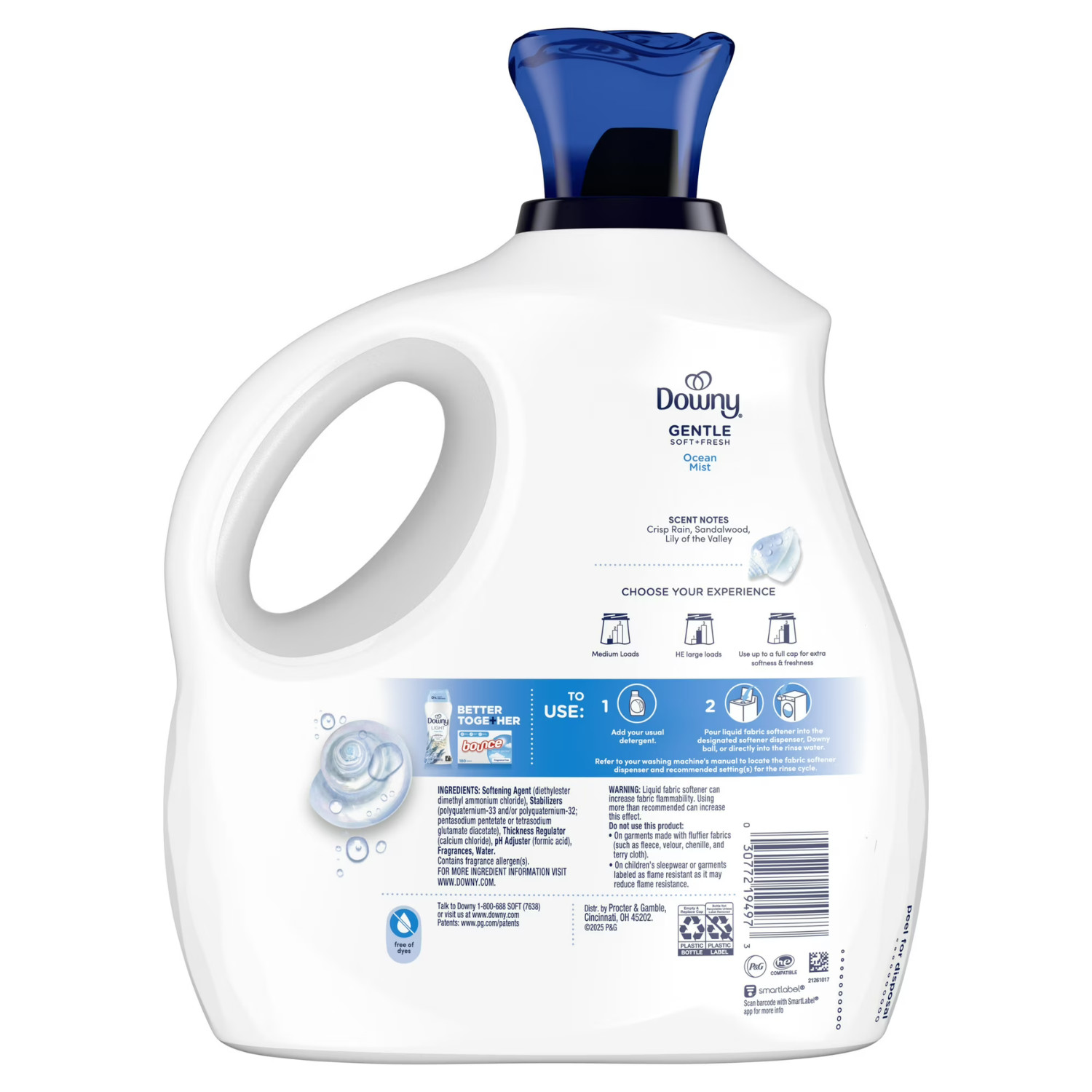 Downy Gentle Soft Fresh Fabric Softener Ocean Mist 93oz 138 Loads, 3 PACK