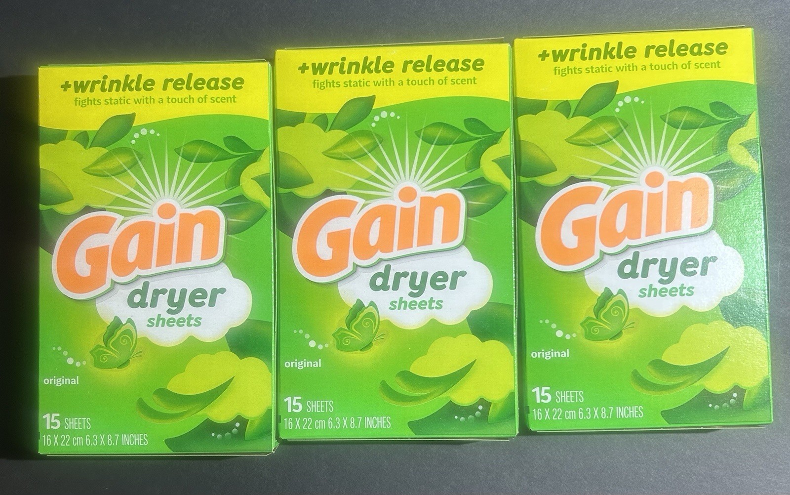3 Pack Gain Dryer Sheets “Plus Wrinkle Release”