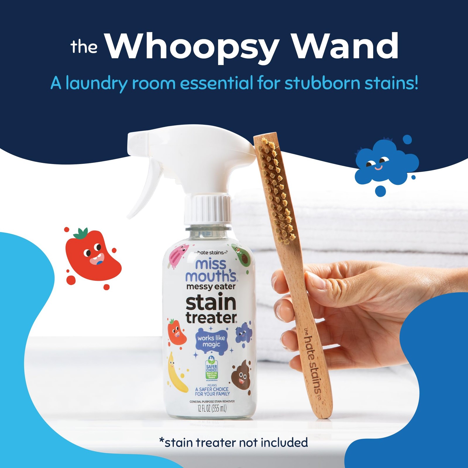 Miss Mouth’s Messy Eater Laundry Brush for Stain Treating One Size, Natural