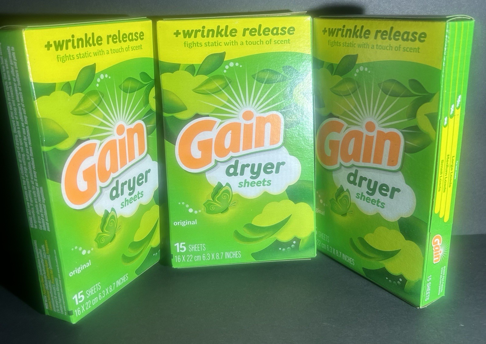 3 Pack Gain Dryer Sheets “Plus Wrinkle Release”
