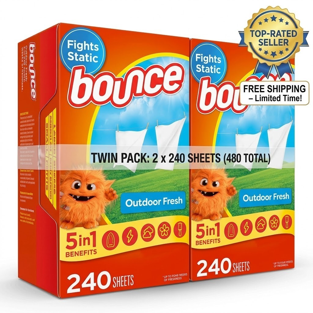 Bounce Fabric Softener Dryer Sheets, Outdoor Fresh, 240 Ct, Pack of 2