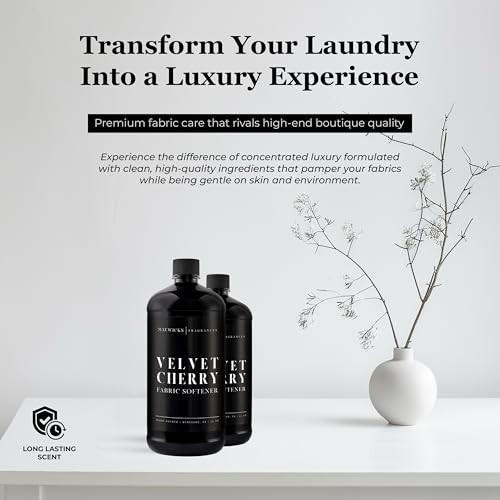 Luxury Scented Fabric Softener 32 Oz – Velvet Cherry, Reduces Static, Safe for A