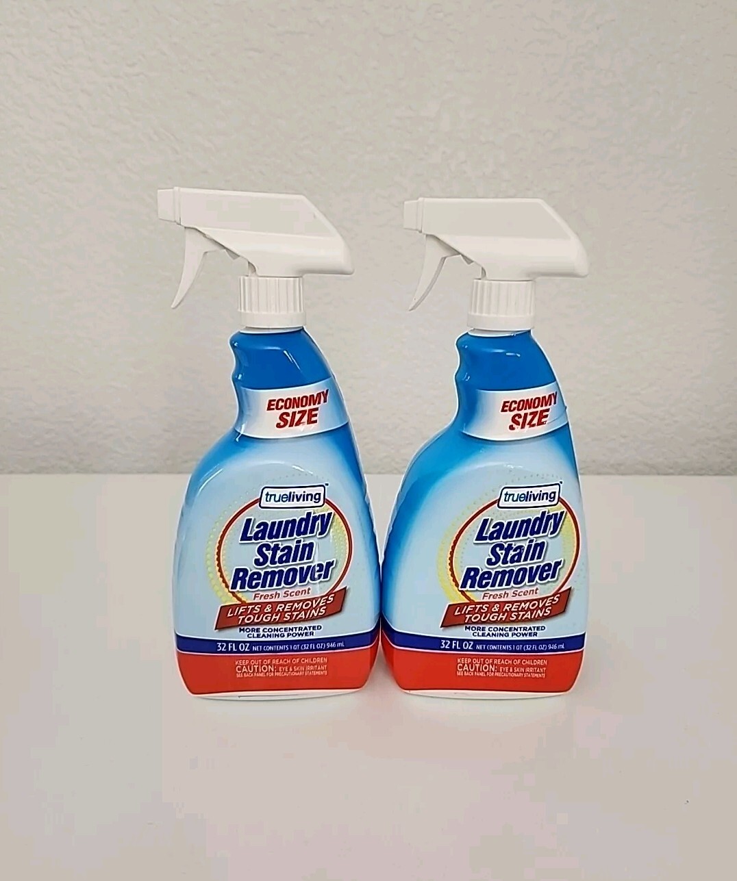 Trueliving Laundry Stain Remover Spray Fresh Scent 32 Fl Oz, Lot Of 2 Bottles