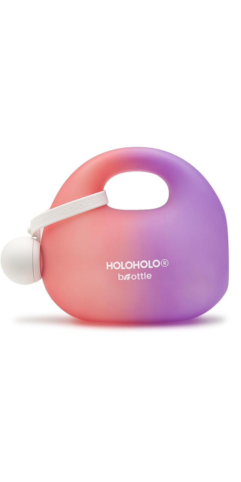 Bag-Style Water Bottle with Straw and Handle, Pink Purple