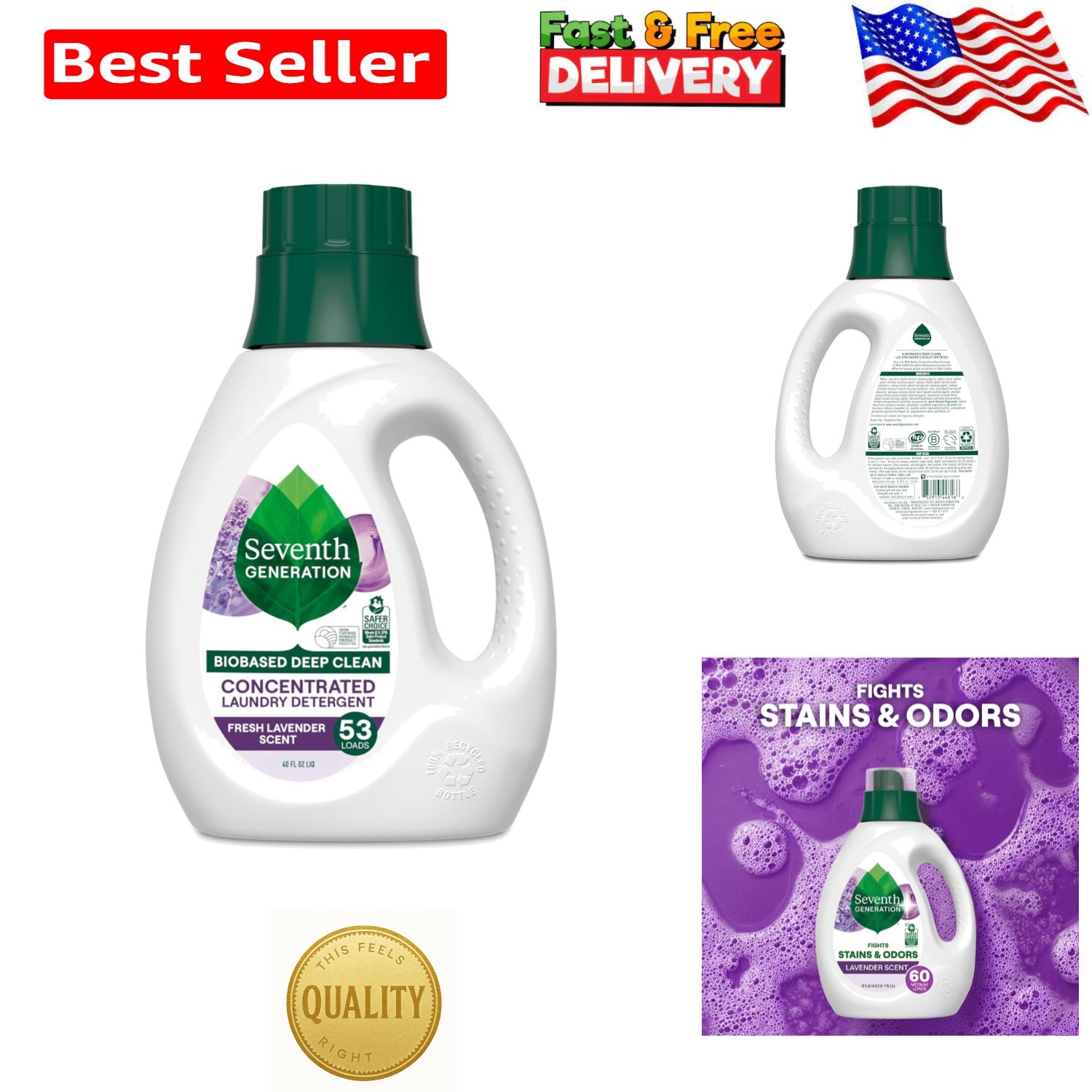 Concentrated Lavender Laundry Detergent 40 Oz – Fights Stains & Eco-Friendly