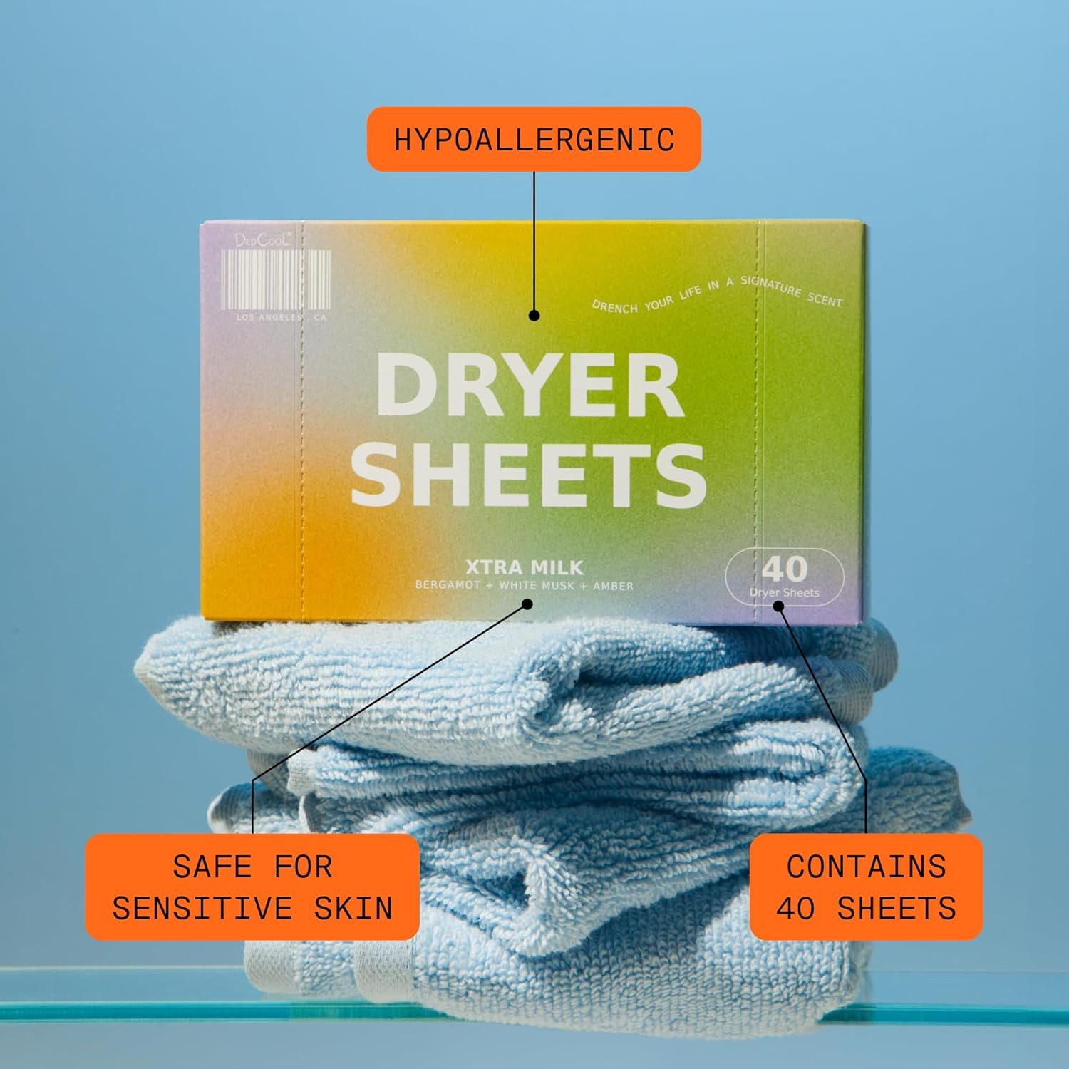 Dryer Sheets in Xtra Milk | 40 Count | Non-Toxic, Vegan Fabric Softener Sheets |