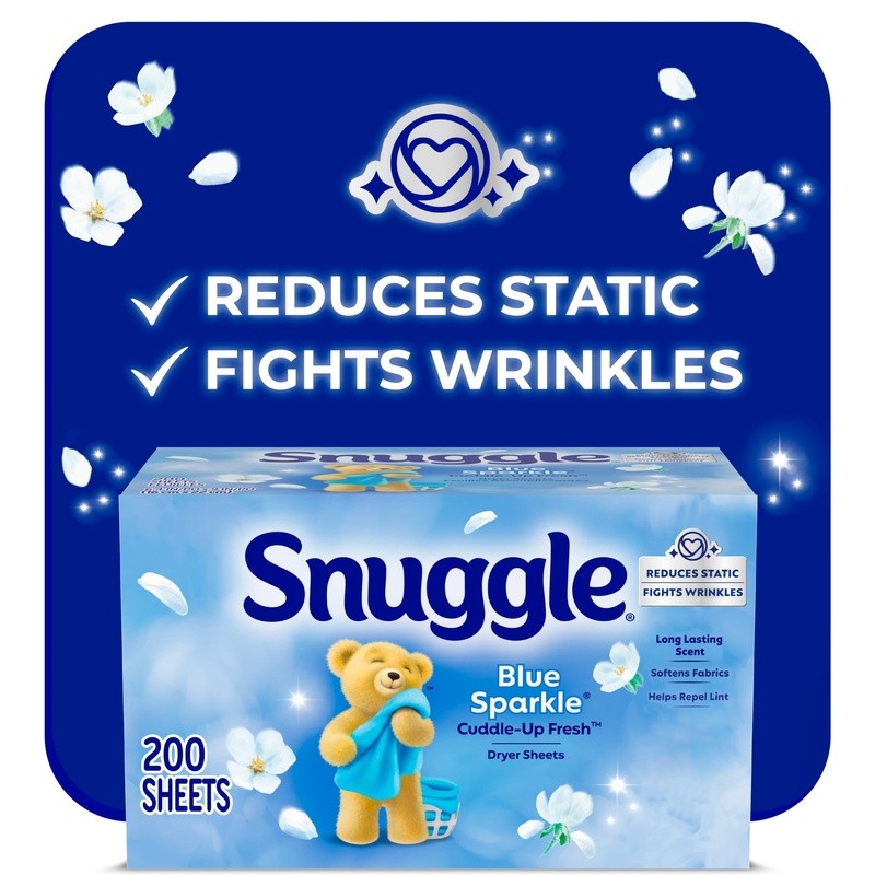 Fresh Fabric Softener Dryer Sheets 200 Count Blue Sparkle Scent Static Control
