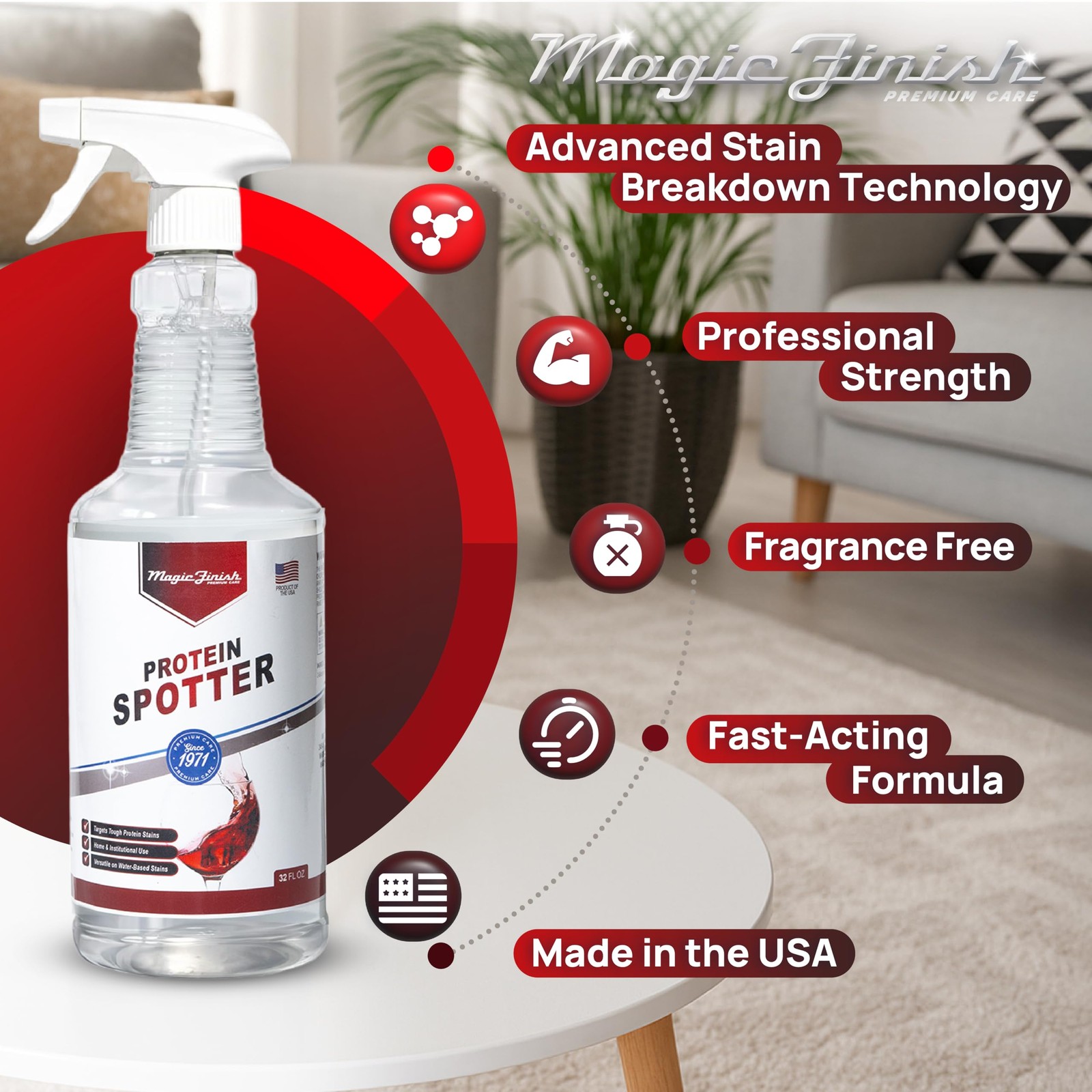 Magic Finish Protein Spotter (32 Oz) – Powerful Fabric 32 Fl Oz (Pack of 1)