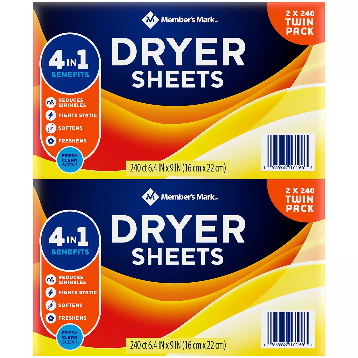 (480 SHEETS) FABRIC SOFTENER DRYER SHEETS FRESH CLEAN SCENT 6.4″ x 9″/USA MADE