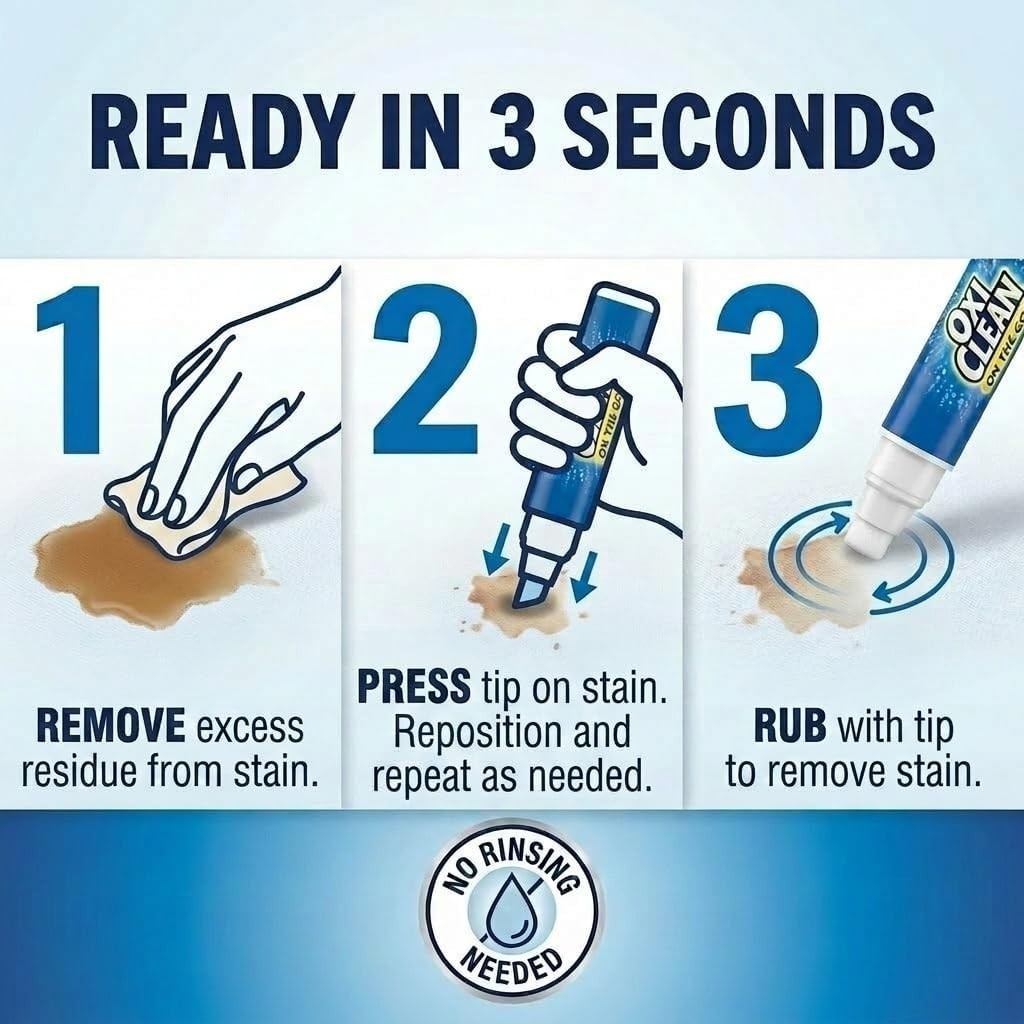 On The Go Stain Remover Pen, 0.74 Fl Oz – Instant Travel Stain Cleaner for Cl…
