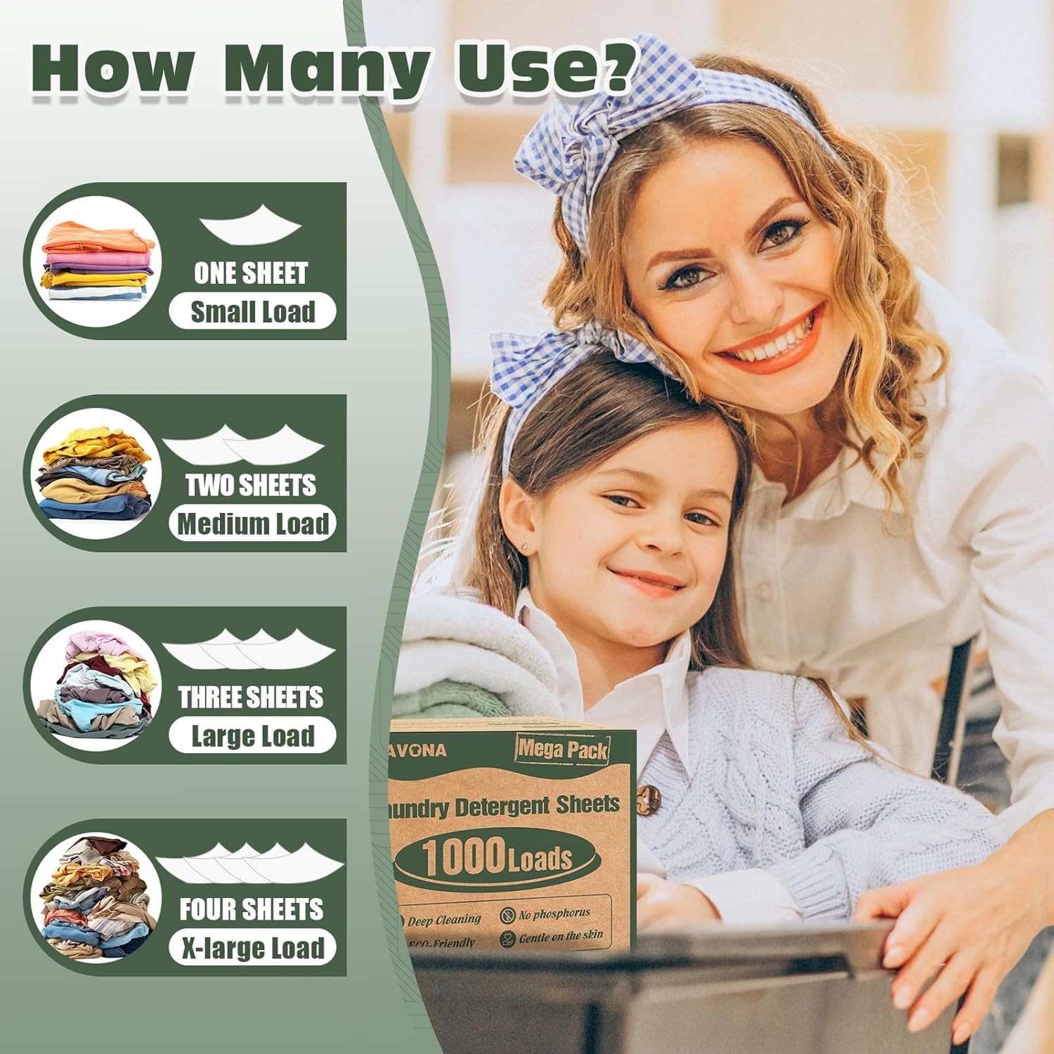 1000 Loads Mega Pack Laundry Detergent Sheets, Eco-friendly Laundry Sheets, Powe
