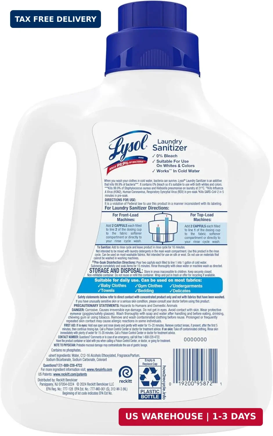 Lysol Laundry Sanitizer Additive, Bacteria-Causing Laundry Odor Eliminator, Dete