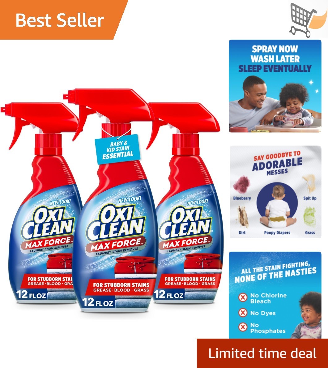 Laundry Stain Remover Spray 12oz Pack of 3 Baby & Kids Safe Enzymatic