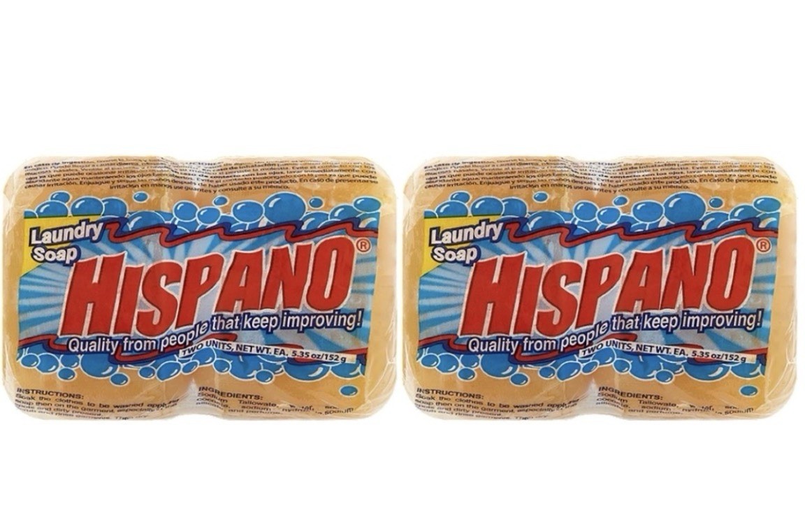 HISPANO Laundry Soap Bar Yellow 5.35 oz 152 g 2 Pack Handwash Manual