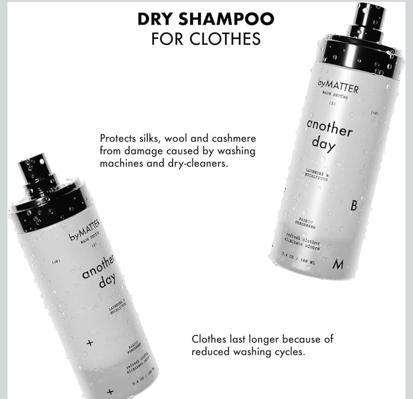 byMatter Fabric Freshener Dry shampoo your Fabrics Clothes Mattress Shoes Curtai