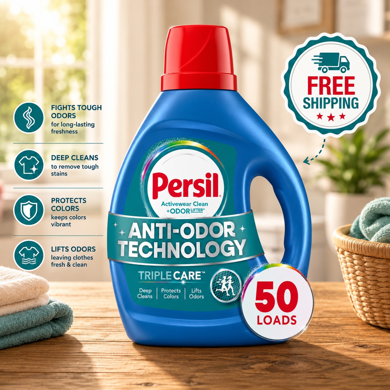 Persil Activewear Clean Liquid Laundry Detergent, Original, 84 fl oz, 50 Loads