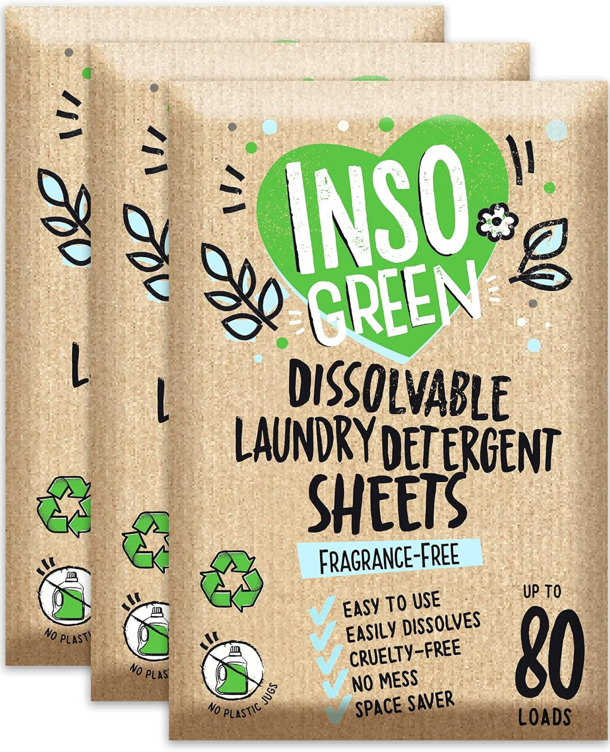 Eco Laundry Detergent Sheets – 80 Loads Laundry Sheets Detergent – 40 No Plastic