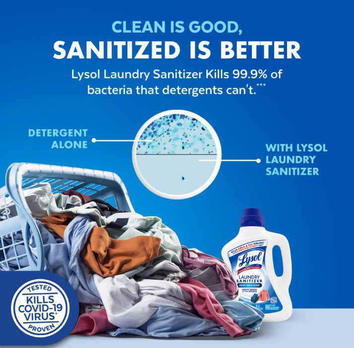 Lysol® Laundry Sanitizer Additive, Laundry Detergent Additive, Crisp, 90 fl oz