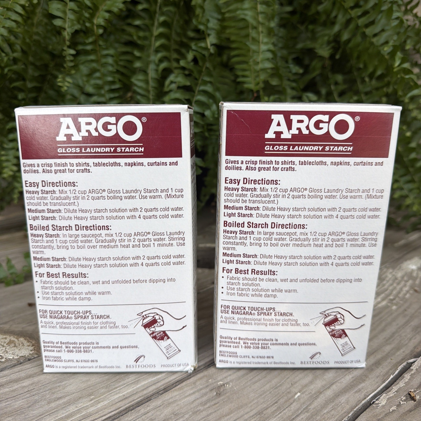 2x Argo Gloss Laundry Starch Crisp Finish 16 oz Discontinued NOS Crafts Red Box