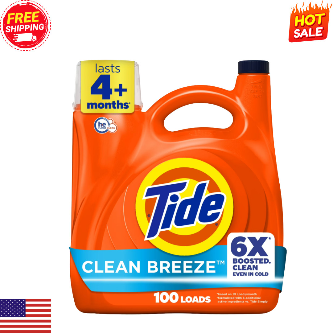 Tide with 6X Boosted Cleaning Power, Clean Breeze 125 fl oz 100 Loads