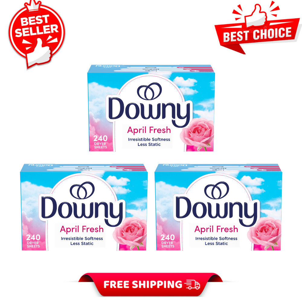 Downy Fabric Softener Dryer Sheets April Fresh 240 Count, Static Control, 3 Pack