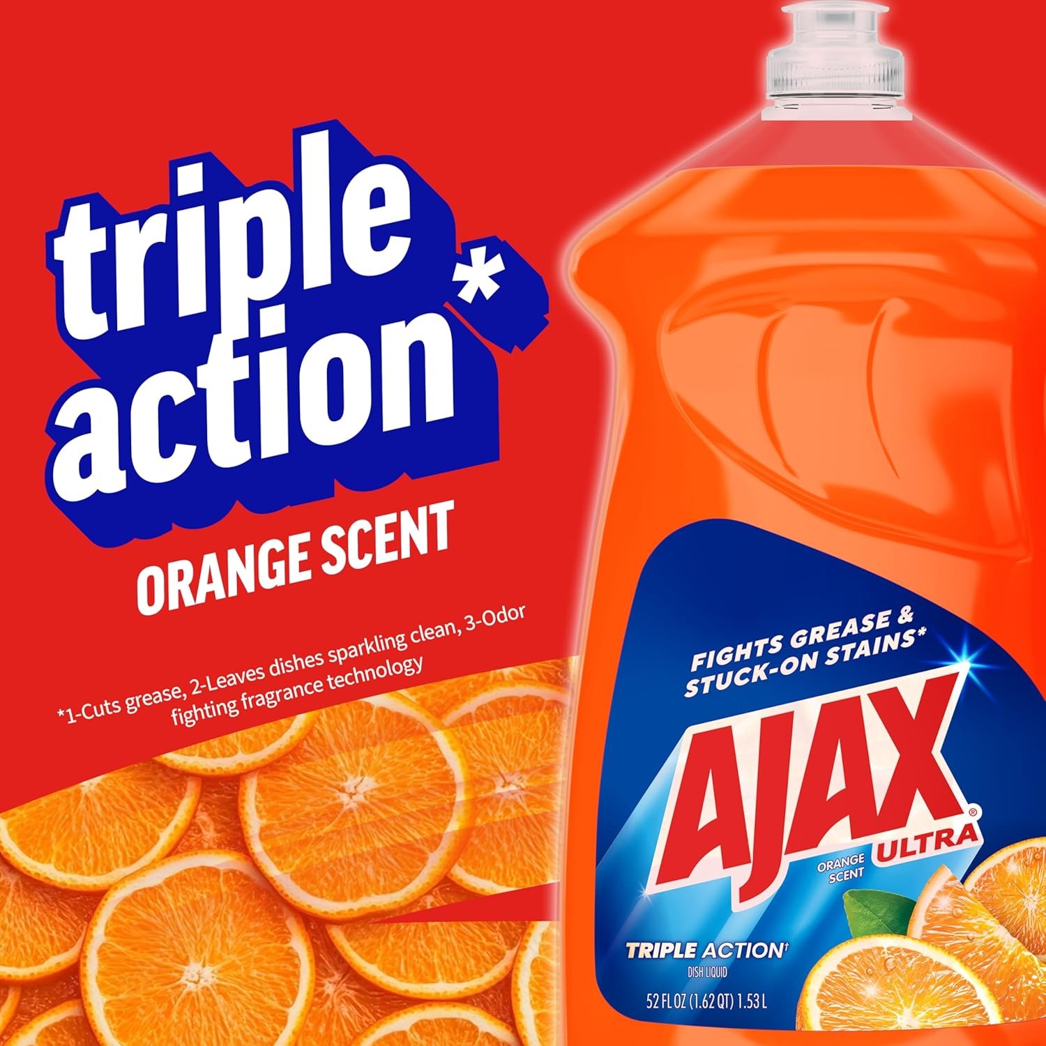 Ajax Triple-Action Dishwashing Liquid, 52 Oz, Orange