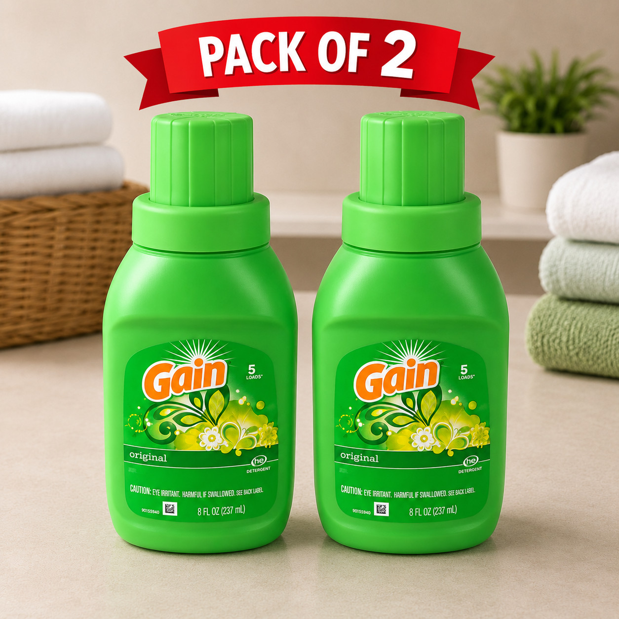 GAIN Original Liquid Laundry Detergent-Pack Of 2 (8 fl oz / 237 ml Each)