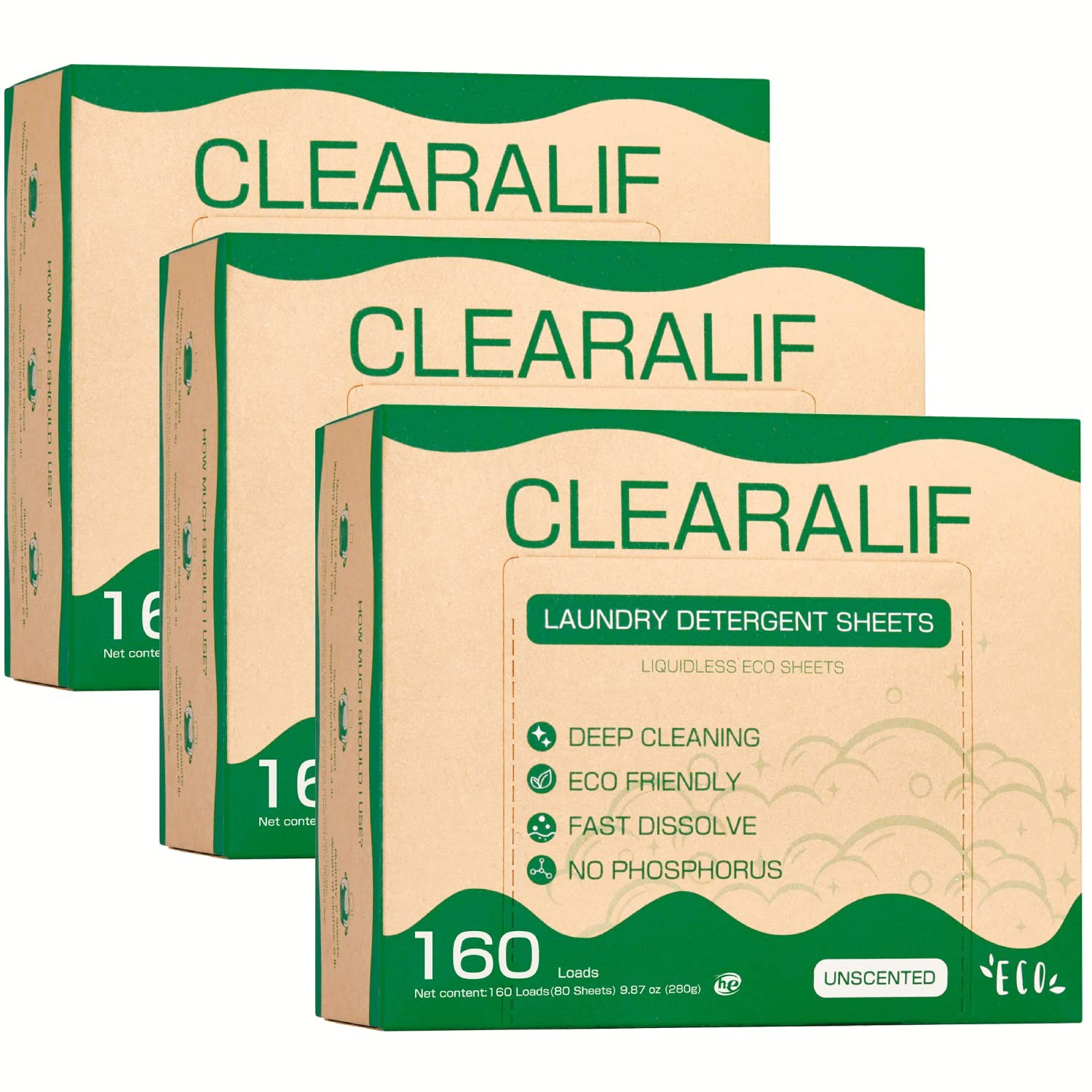 CLEARALIF Laundry Detergent Sheets (480 Loads), Unscented,Great For Travel, A…