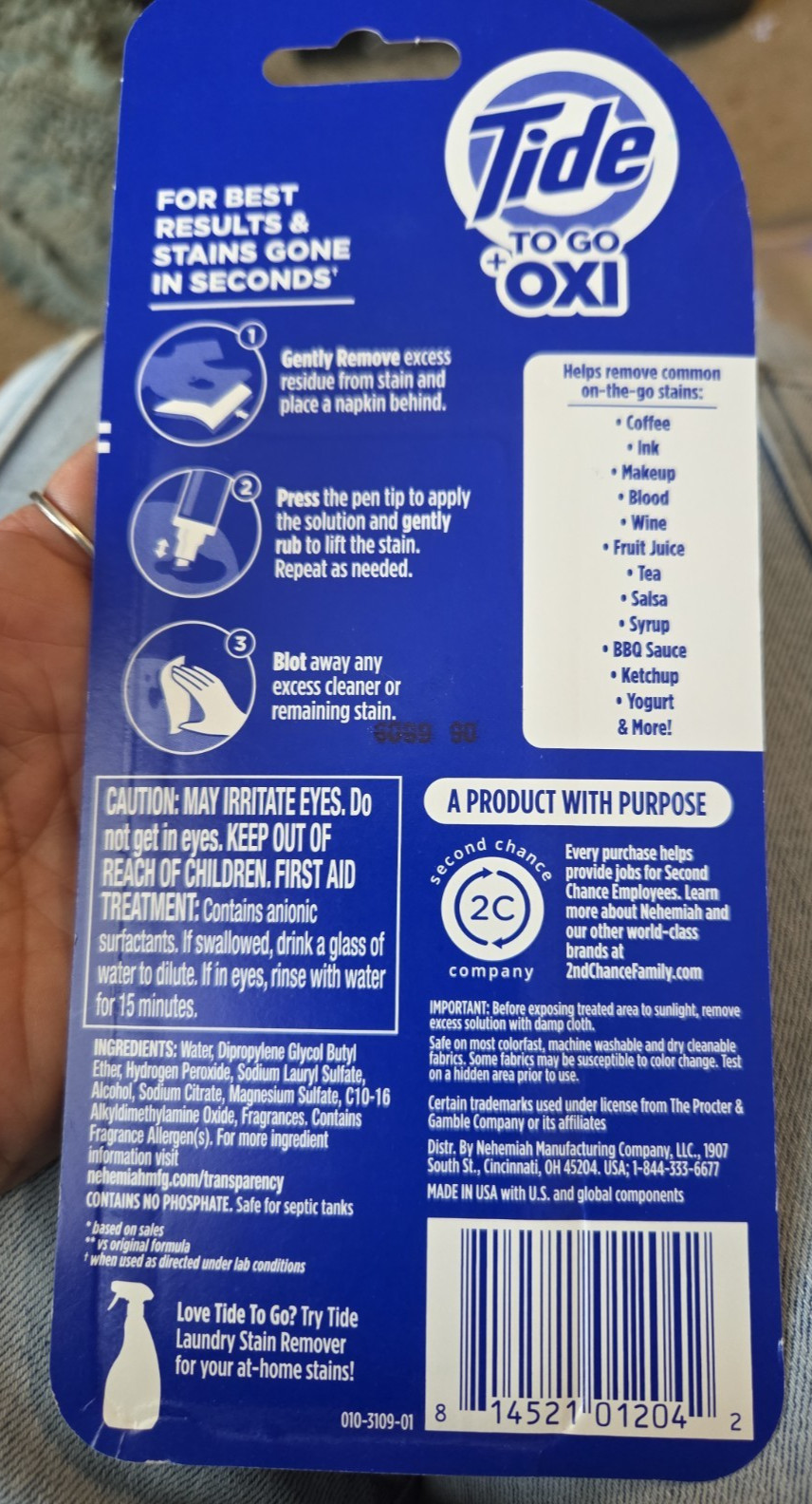 Tide To Go +Oxi Pen, Instant Stain Remover (3 Count) New
