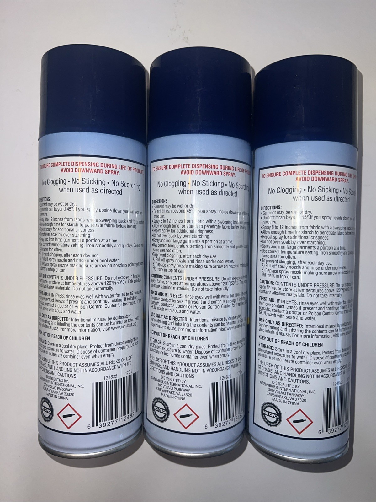 3-Piece Set, The Home Store SPRAY STARCH Fresh Scent Professional Formula